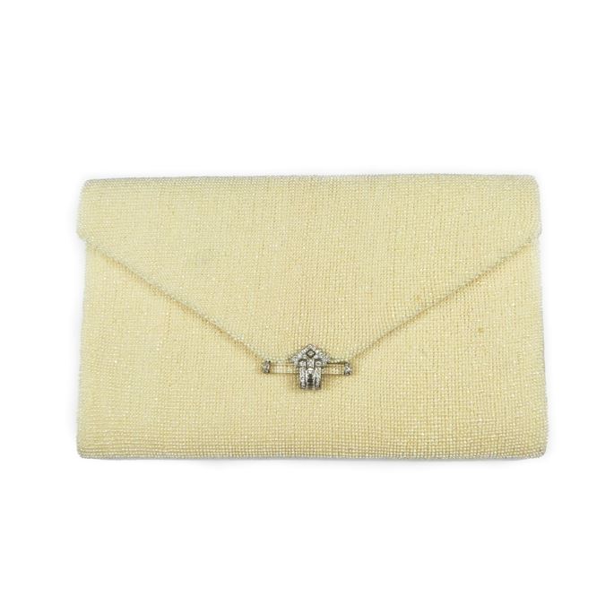 Woven seed pearl clutch bag with diamond and crystal clasp | MasterArt
